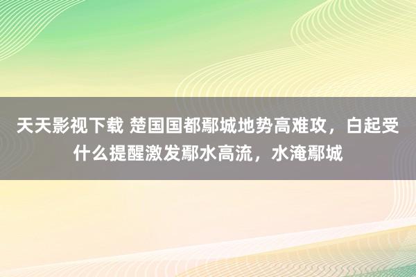 天天影视下载 楚国国都鄢城地势高难攻，白起受什么提醒激发鄢水高流，水淹鄢城