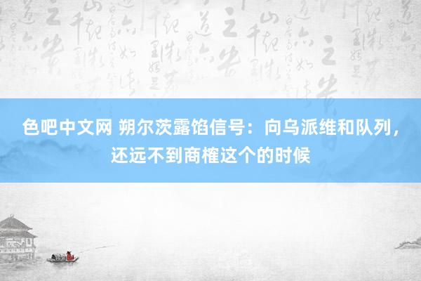 色吧中文网 朔尔茨露馅信号：向乌派维和队列，还远不到商榷这个的时候