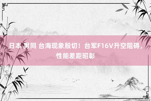 日本 男同 台海现象殷切！台军F16V升空阻碍，性能差距昭彰