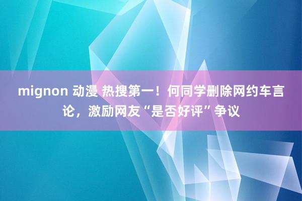 mignon 动漫 热搜第一！何同学删除网约车言论，激励网友“是否好评”争议