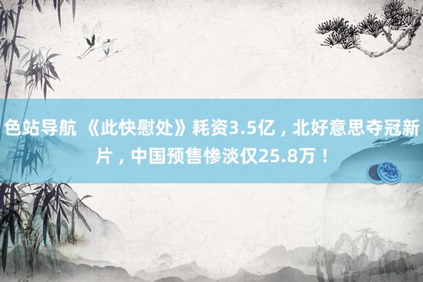 色站导航 《此快慰处》耗资3.5亿 ， 北好意思夺冠新片 ， 中国预售惨淡仅25.8万 !