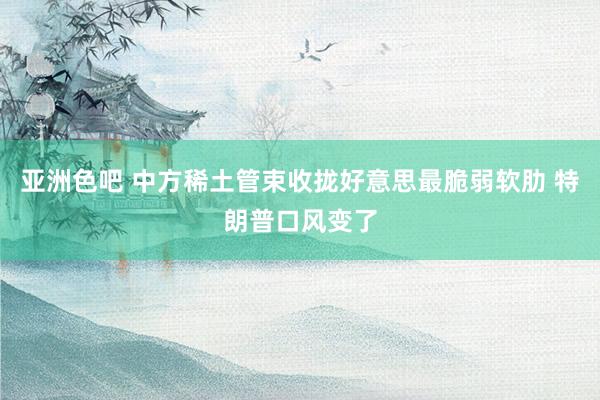 亚洲色吧 中方稀土管束收拢好意思最脆弱软肋 特朗普口风变了